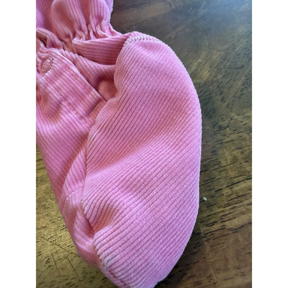 OshKosh Bgosh Vintage Pink Corduroy Vestbak Footed Overalls 6/9 Months USA Girls
